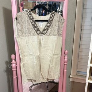 Peck & Peck Beige and Brown Tank Top